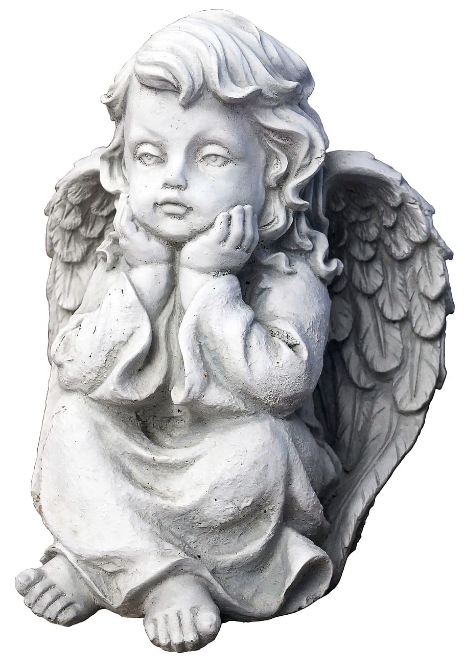 blanco, cerámica, estatuilla del ángel, ángel, figura, sentado, escultura, figura del ángel, figuritas de jardín, hembra