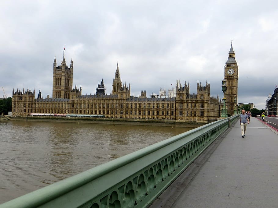 Palacio, Westminster, puente, ciudad, Londres, Inglaterra, hito, británico, grande, arquitectura