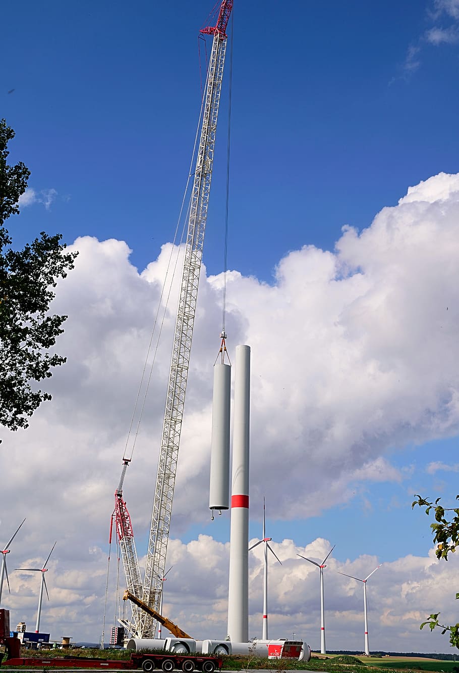 windräder, pinwheel, site, eco electricity, wind power, wind turbine, sky, industry, cloud - sky, machinery