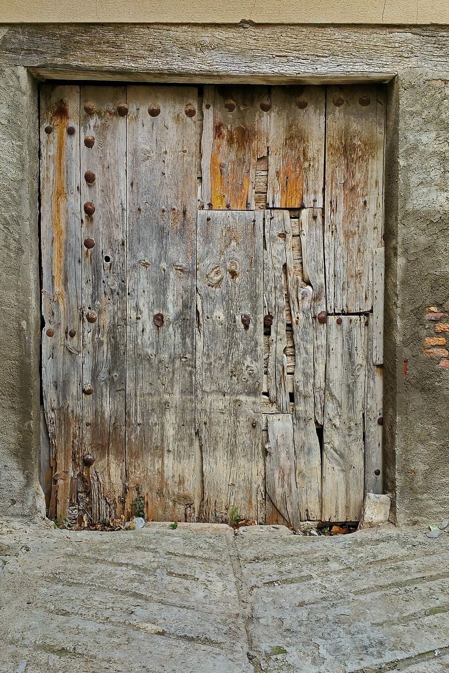 Puerta, madera, textura, viejo, clavo, puerta vieja, fondo, madera vieja, rústico, calle