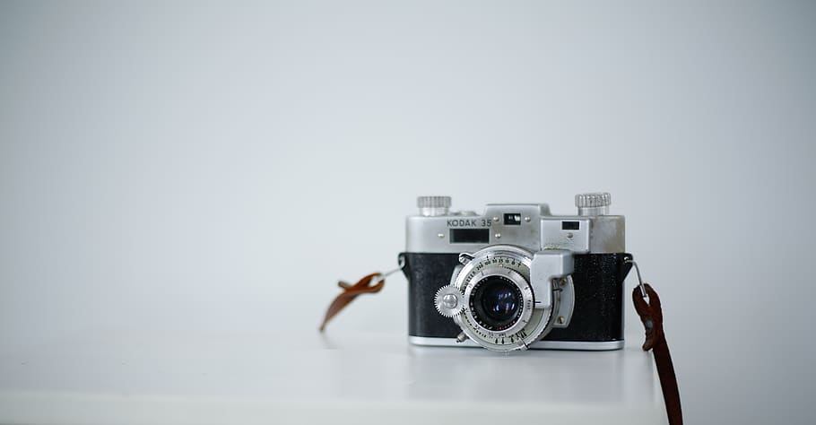 câmera, lente, fotografia, retro, fotógrafo, mínimo, vintage, kodak, filme, plano de fundo