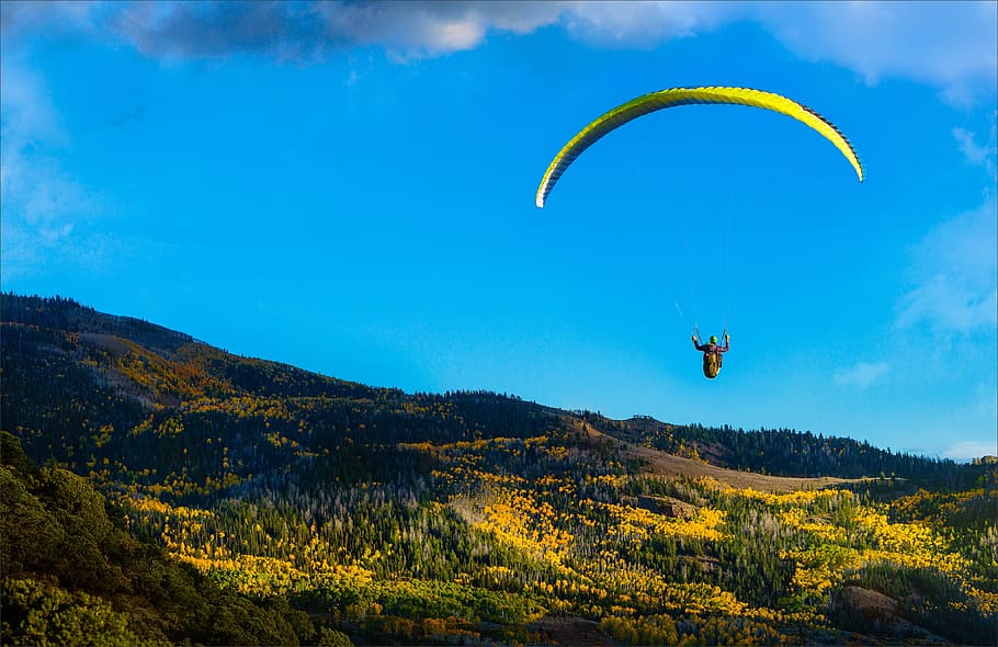sky, outdoors, nature, travel, mountain, parachute, air, flying, paraglider, pixbay
