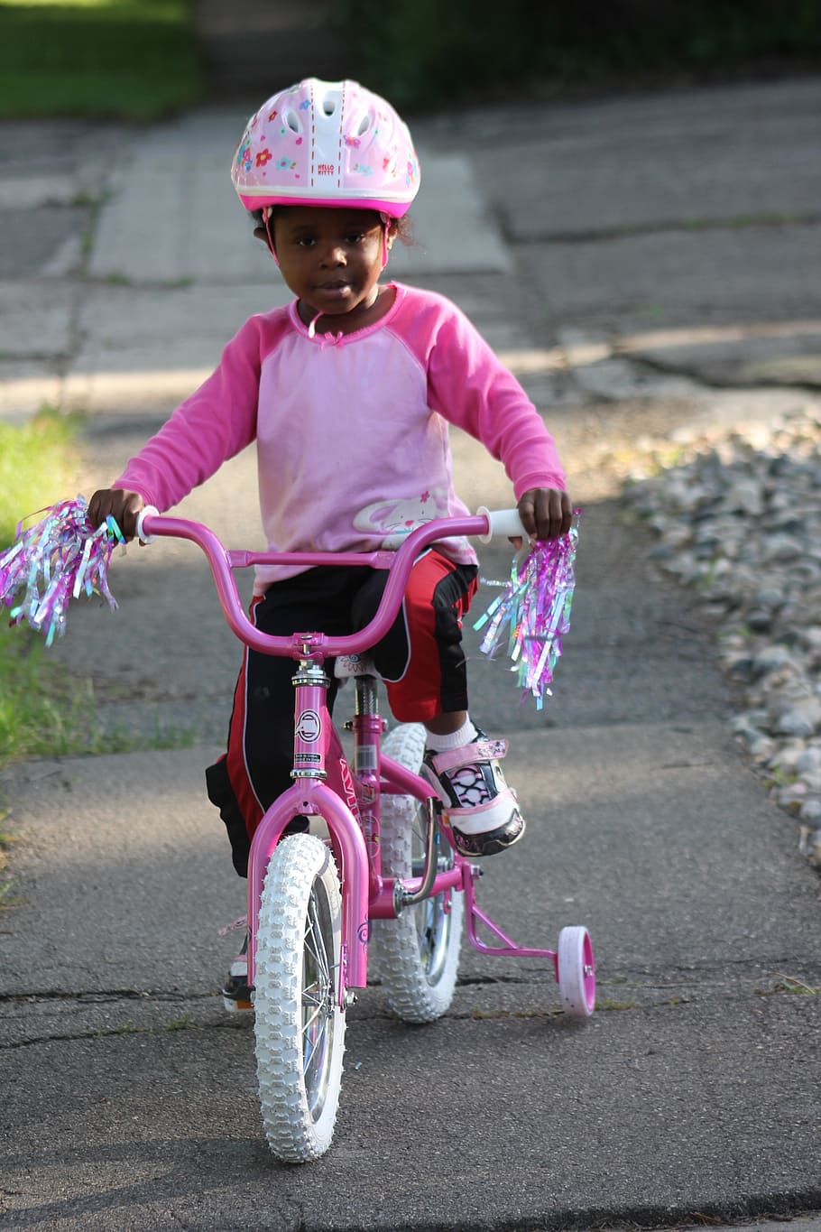girl riding bicycle, child biking, african american family, bike, child, bicycle, african, american, happy, together