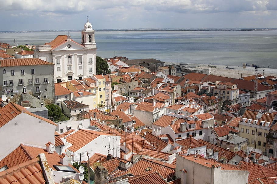 brown-and-white concrete buildings, Lisbon, Portugal, Lisboa, Old Town, View, city, architecture, building exterior, travel destinations