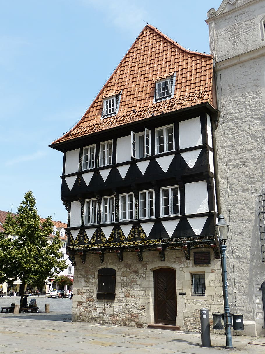 timber framed building, braunschweig, historically, old town, district, old, building, home, truss, city