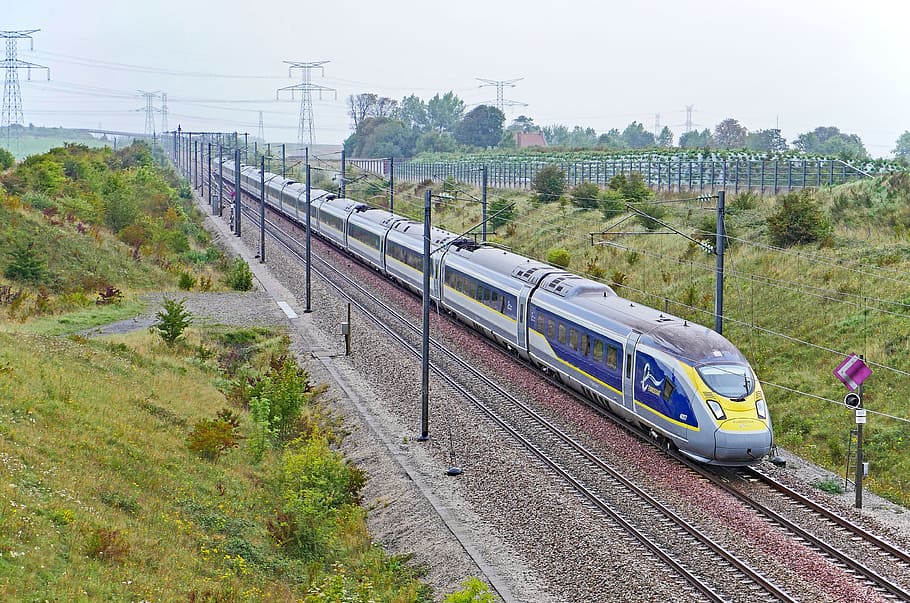 train in road, eurostar, england, france, london - paris, high-speed rail line, eurotunnel, english channel, north sea, electrical multiple unit