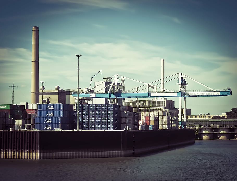 wharf, facing, body, water, port, container, container terminal, shipping, cargo, marketing hub