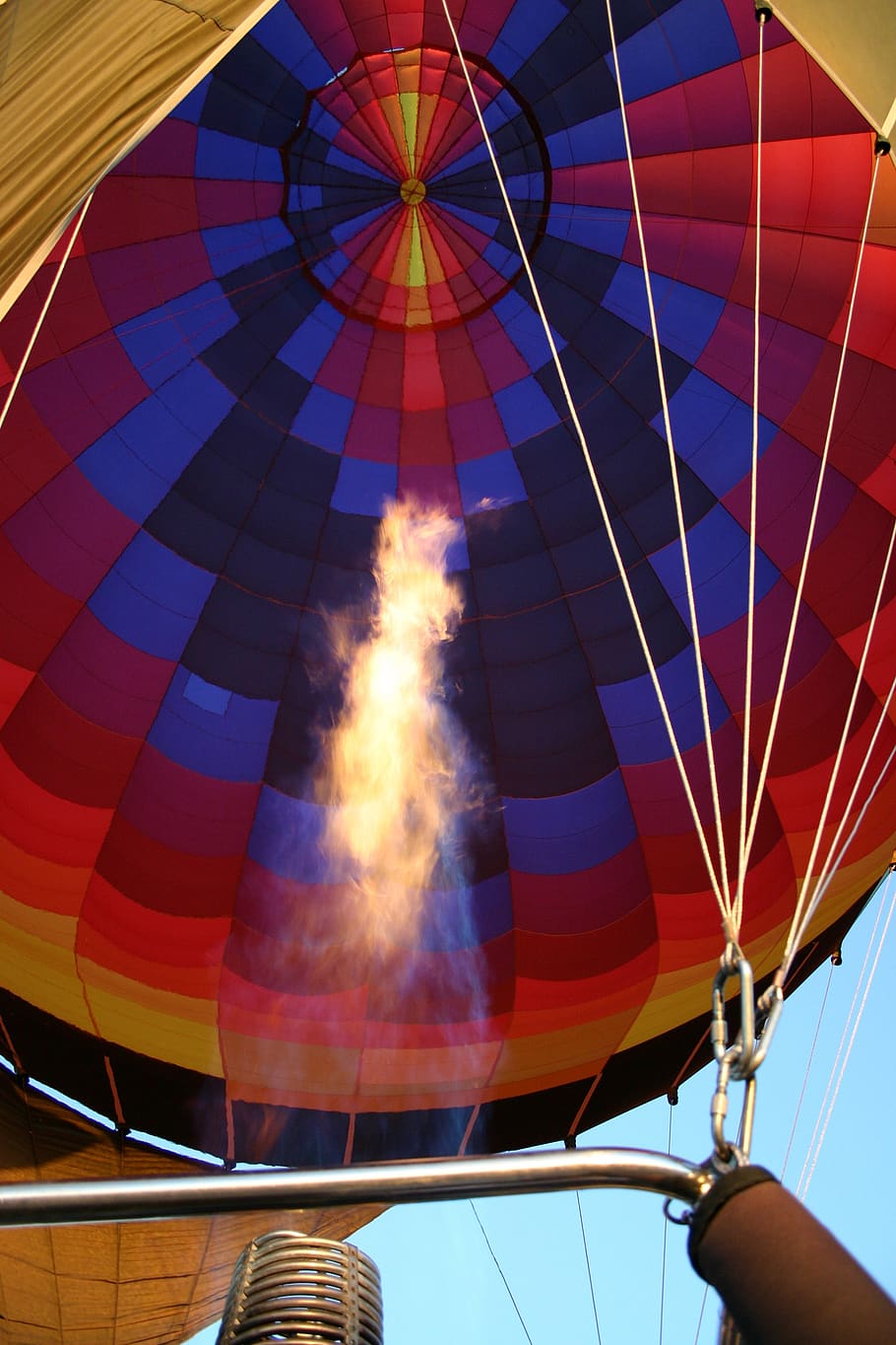 hot air balloon, burner, recreation, glow, hot, flight, colorful, fly, flame, basket