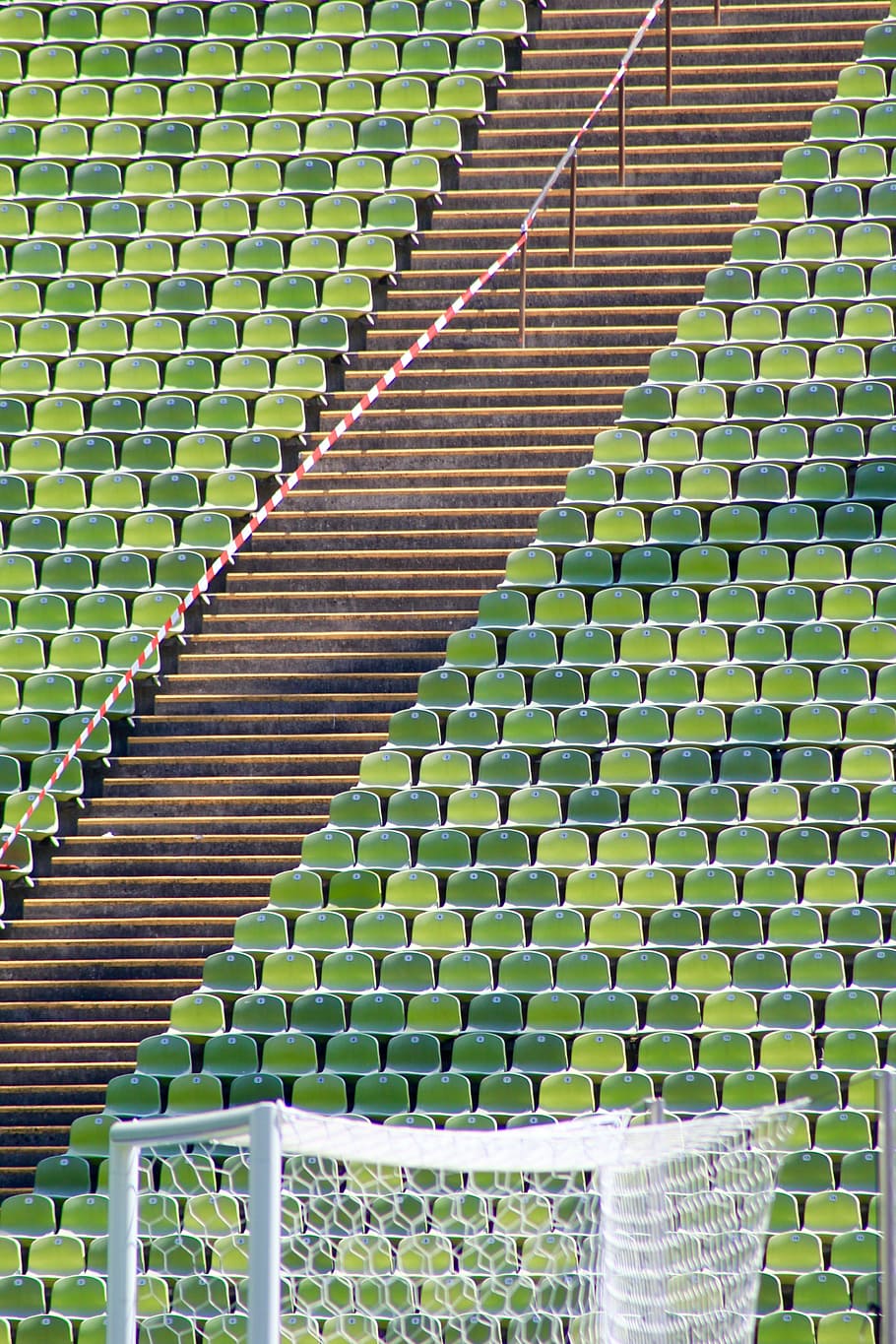 soccer goal, vacant, seats background, stadium, goal, football, olympic station, munich, sit, architecture