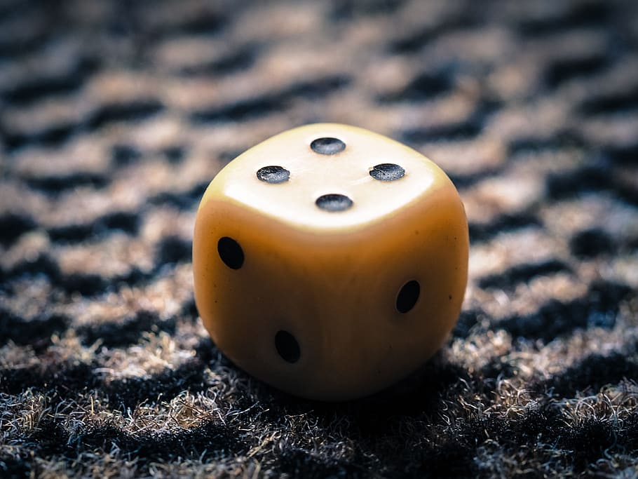 shallow, focus photography, white, dice, cube, four, roll the dice, instantaneous speed, square, pay