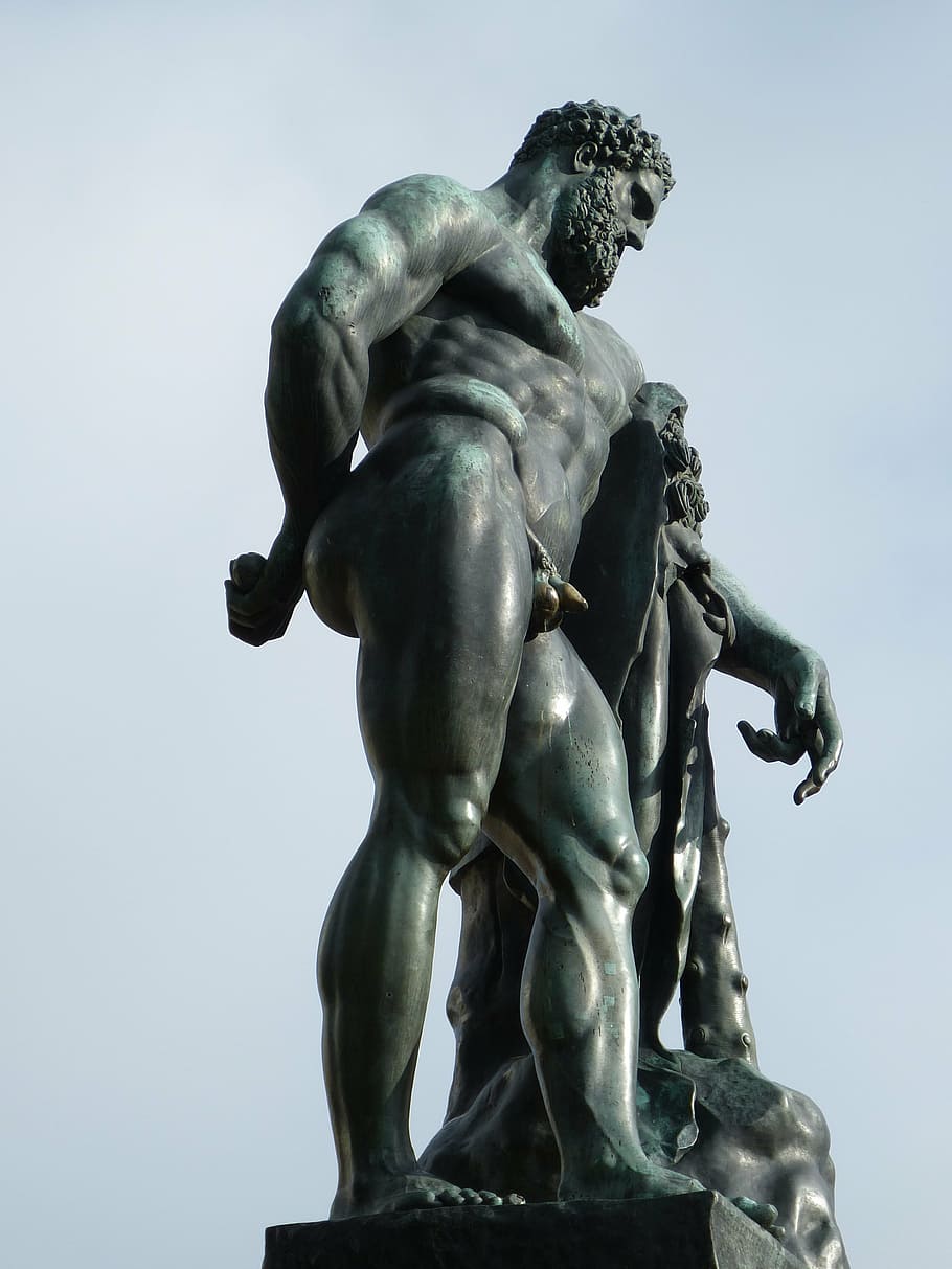 figura, estatua, escultura, hombre, art, cuerpo, parque, Rusia, San Petersburgo, Hércules