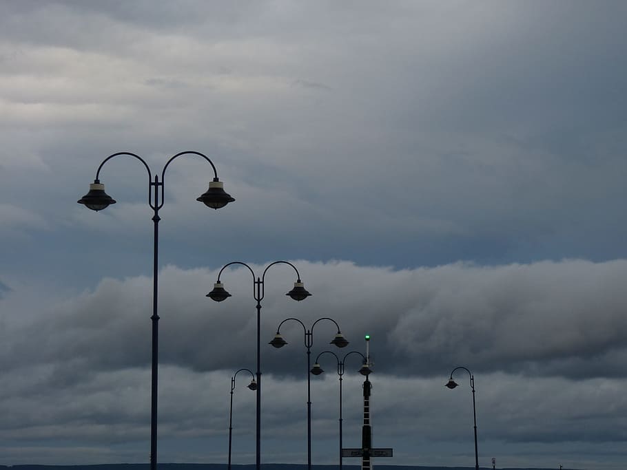badacsony, pier, storm, cloudy, lamp post, égkép, cloud - sky, sky, street light, lighting equipment