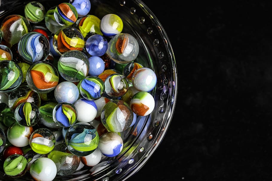 spheres, marbles, desktop, glass, shiny, color, colorful, decoration, creative, multi colored