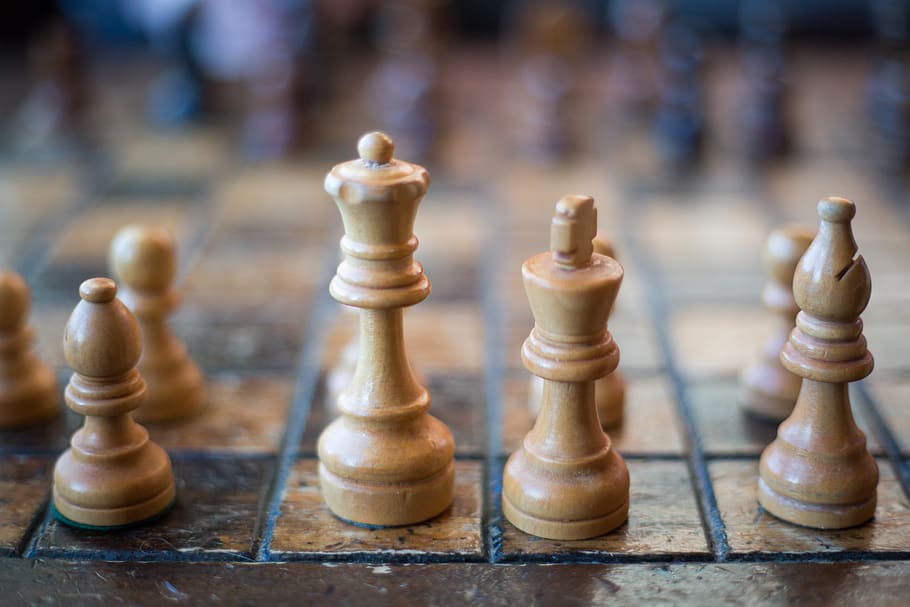 xadrez, conselho de administração, peças, jogo, tabuleiro de xadrez, de madeira, rainha, rei, peão, desafio