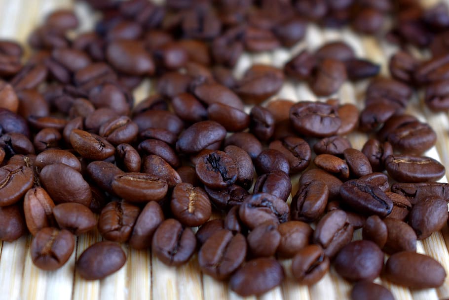 coffee, background, arabica, krupnyj plan, brown, coffee beans, grain, macro, dark, food and drink