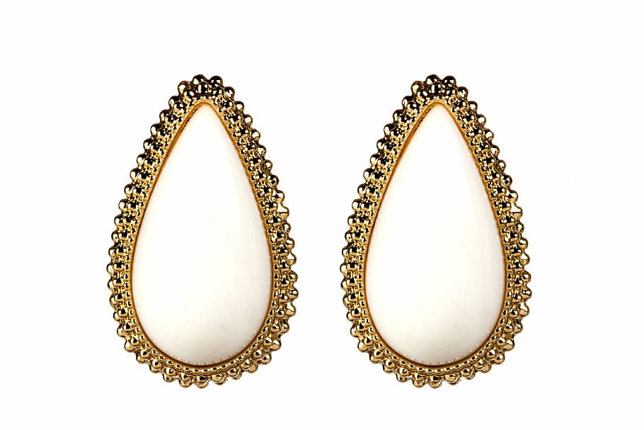 pair, gold-colored earrings, earrings, ornaments, female, fashion, jewelry, decoration, jewel, luxury