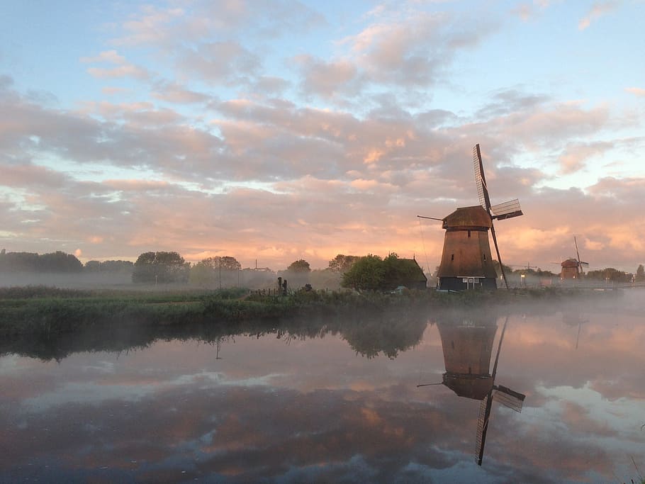 brown windmill wallpaper, Windmill, Alkmaar, Holland, Dutch, Mill, dutch, mill, netherlands, kinderdijk, nature