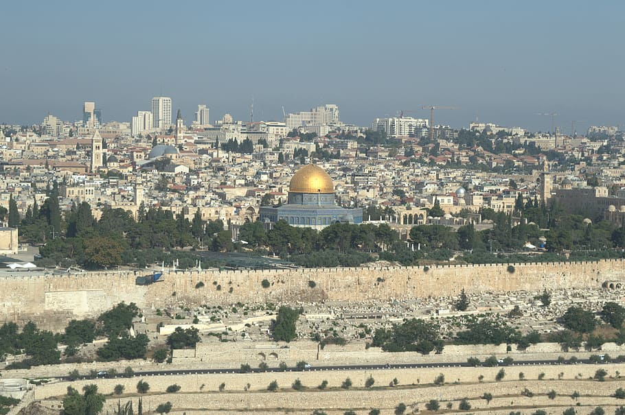 cúpula, rocha, aérea, foto, jerusalém, mesquita, islão, arquitetura, lugar famoso, culturas