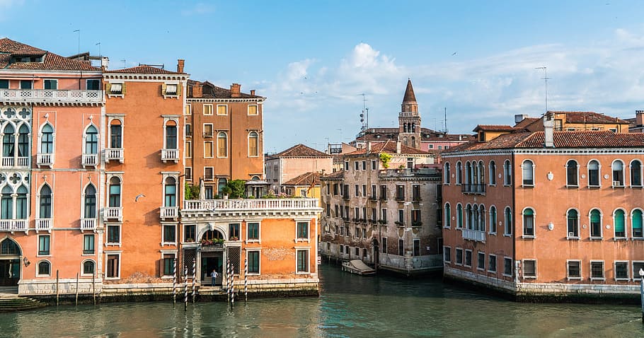 茶色, コンクリート, 建物, 体, 水, 昼間, ヴェネツィア, イタリア, 屋外, 風光明媚な