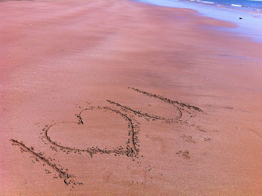 marrón, arenas, al lado, océano, te amo, arena, mensaje, amor, escritura, playa