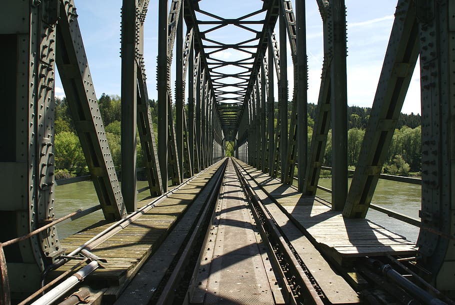 kräutlstein bridge, bridge, rail, railway, traffic, transport, steel, enge, endless, wide