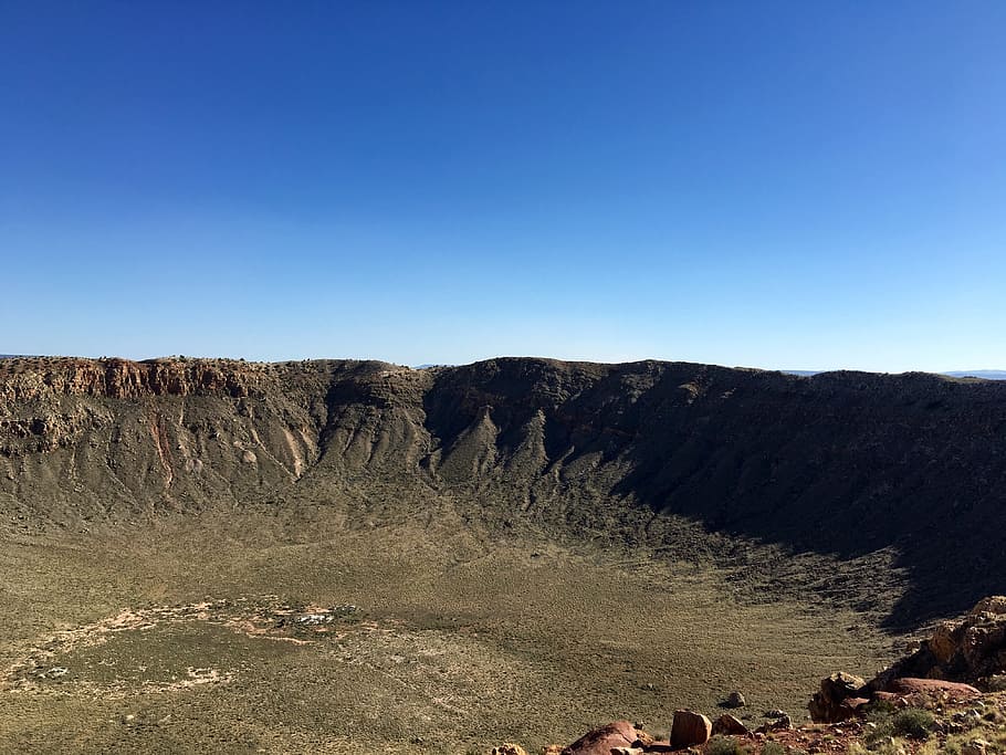 Meteorito, Arizona, Cráter, Paisaje, naturaleza, azul, desierto, cielo despejado, colina, cielo