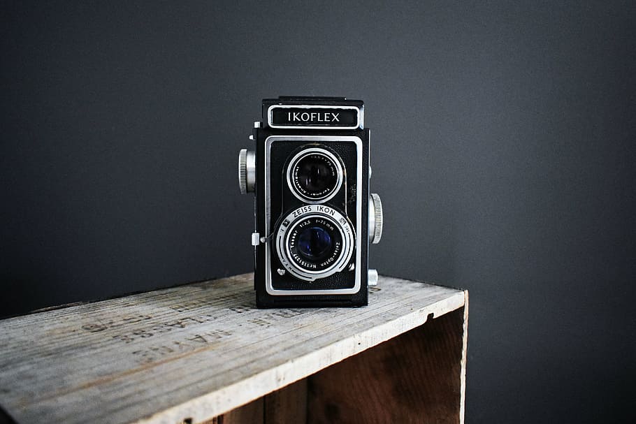 ikoflex land camera, cajón, cámara, lente, fotografía, ikoflex, madera, mesa, cámara - Equipo fotográfico, estilo retro