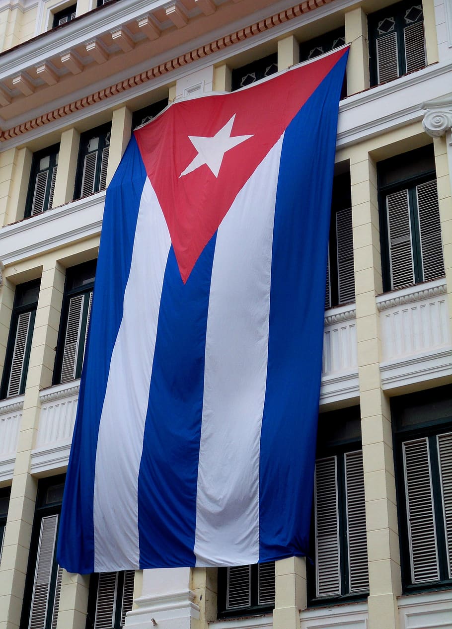 bandera, cuba, la habana, revolución, edificio, rojo, caribe, bandera cubana, arquitectura, estructura construida