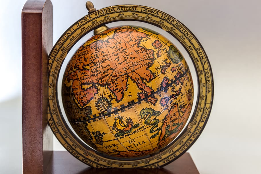 globe, old, symbolism, written, asia, world, map of the world, earth, global, continents