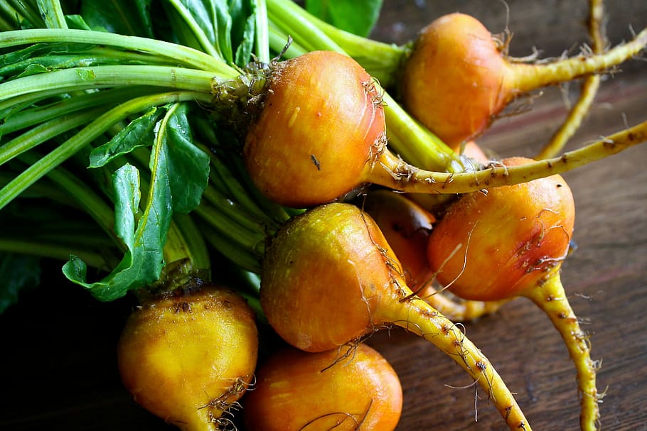 seven orange turnips, beets, yellow, green, leaves, organic, healthy, vegetable, root vegetable, fresh vegetables
