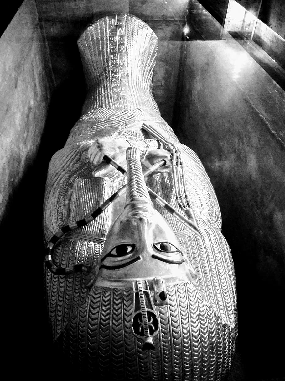 escultura, estatua, arte, momia, antiguo, viajar, cultura, museo, Tutankamón, sarcófago