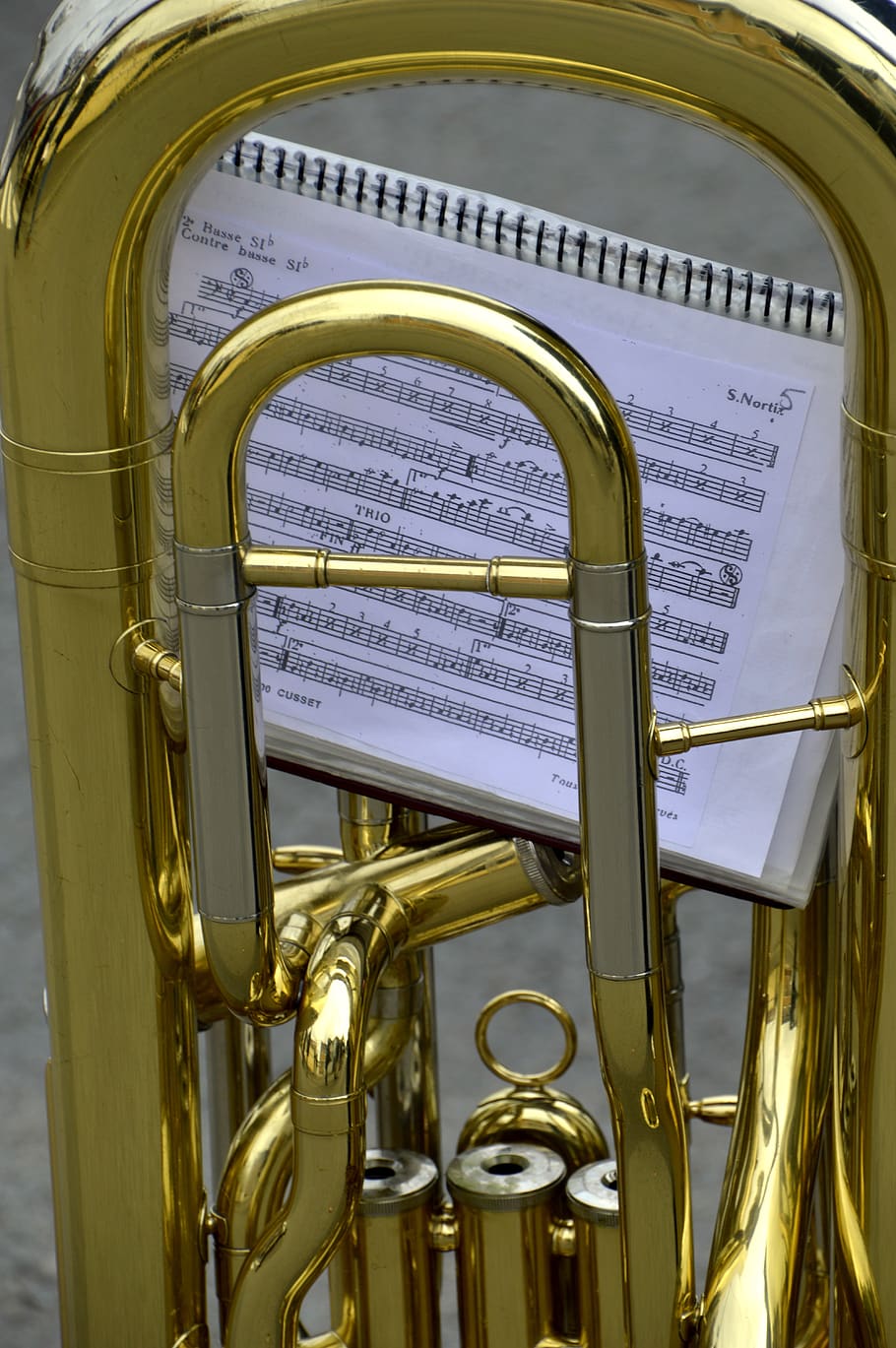 latón, oro, tuba, partición, jazz, orquesta, sinfonía, Música, instrumento musical, cultura y entretenimiento artístico