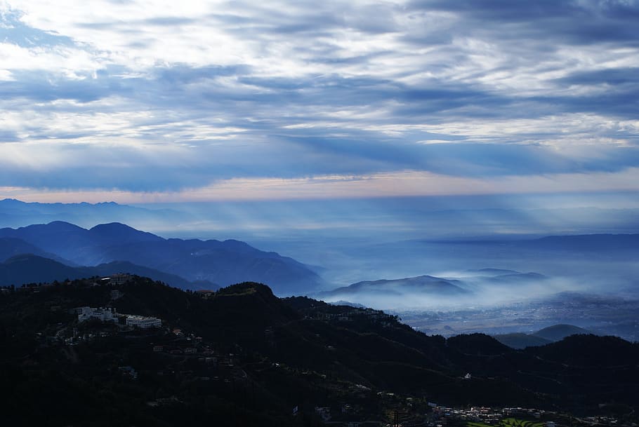 mountain, clouds sky, shade, dawn, nature, outdoors, mussoorie, dehradoon, uttarakhand, india