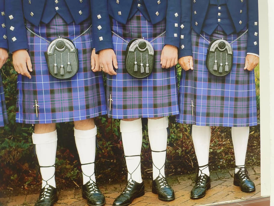 three, person, wearing, plaid, skirts, kilts, scotland, scottish, menswear, raditional