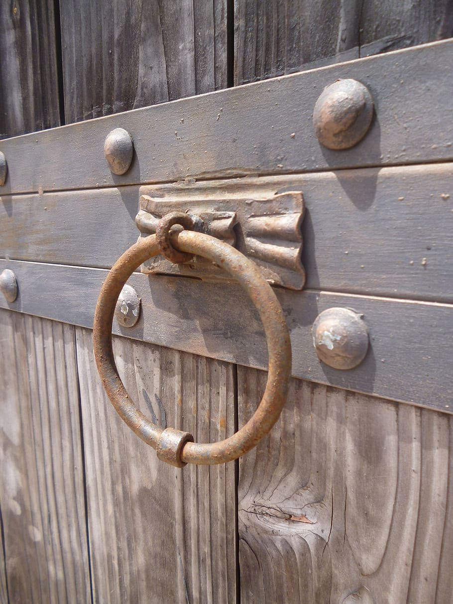 knocker, knock, gate, wood, metal, metalwork, wood - material, door, entrance, door knocker