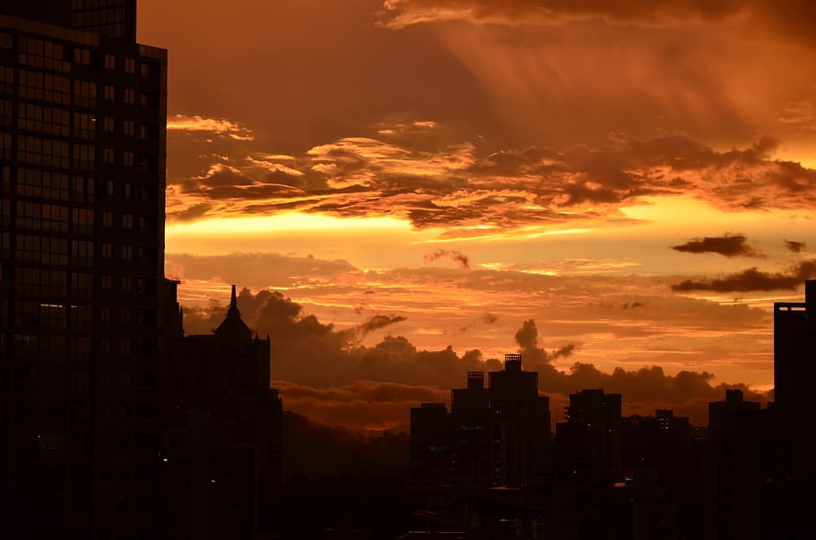 sunset, panama, clouds, city, skyscrapers, building exterior, built structure, architecture, sky, building