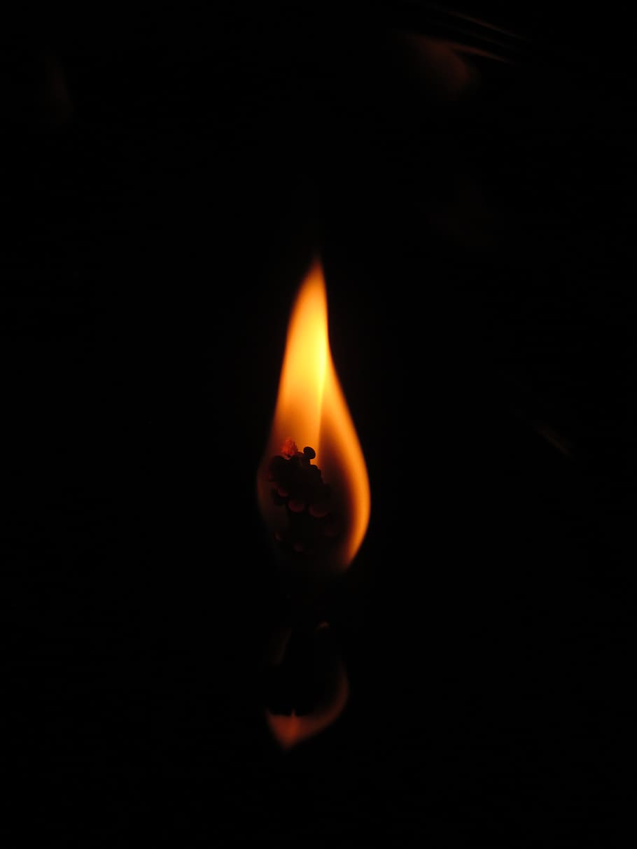 flame, candle, dark, darkness, light, one, single, black, night, fire