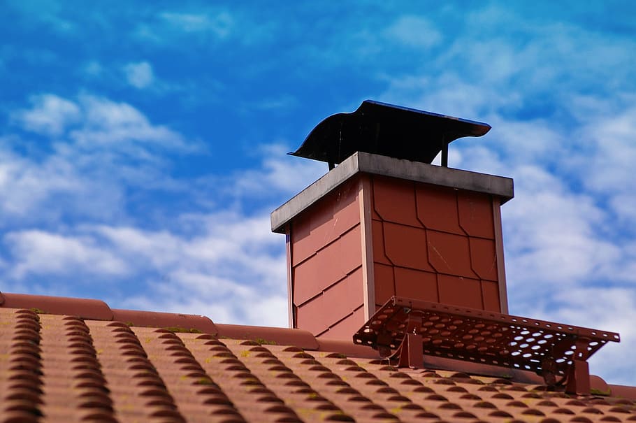 red, white, roof shingle, roof, tile, brick, house roof, covered, craft, chimney