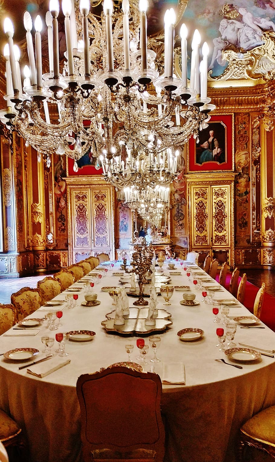 palazzo, real, salon, chandelier, art, savoy, indoors, table, wealth, luxury