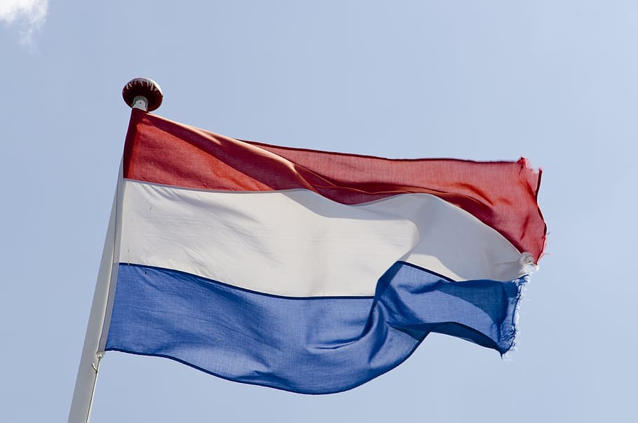旗を振って, オランダの旗, 赤, 白, 青, 旗, オランダ, 国家, シンボル, 国