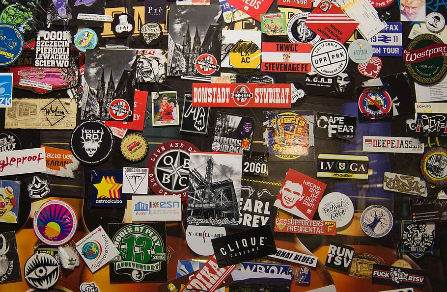 stickers, door, promotion, marketing, bar, pub, sign, text, message, label