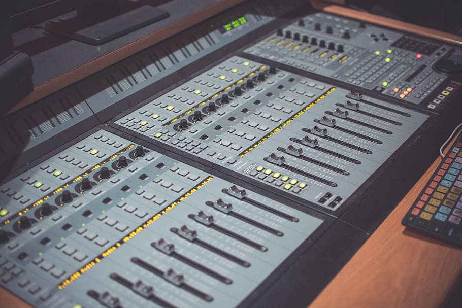 gray, audio, mixer, table, pro studio, music studio, console, music, studio, equipment