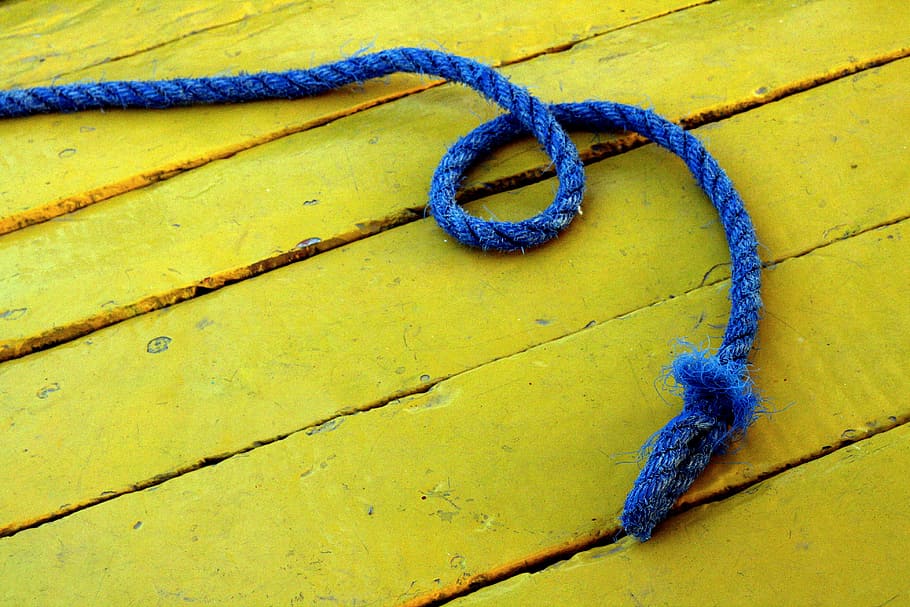 blue rope, blue, rope, yellow, board, wood, floor, pattern, shapes, block