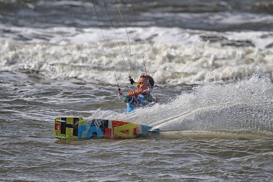 st, peter, Kite Surfing, St Peter, world natural heritage, nordfriesland, one person, leisure activity, day, water