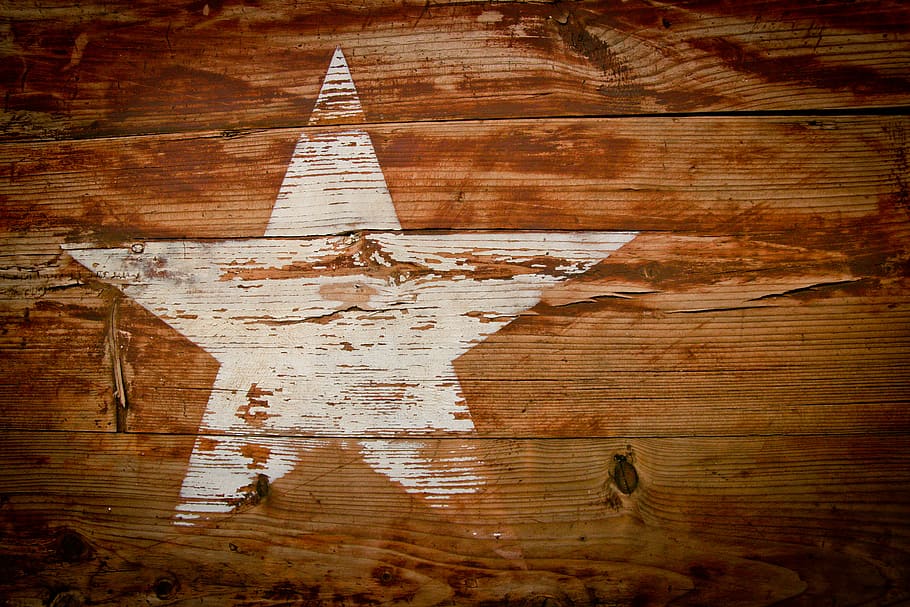 white star painting, brown, white, star, printed, board, wood, texture, wood - material, indoors