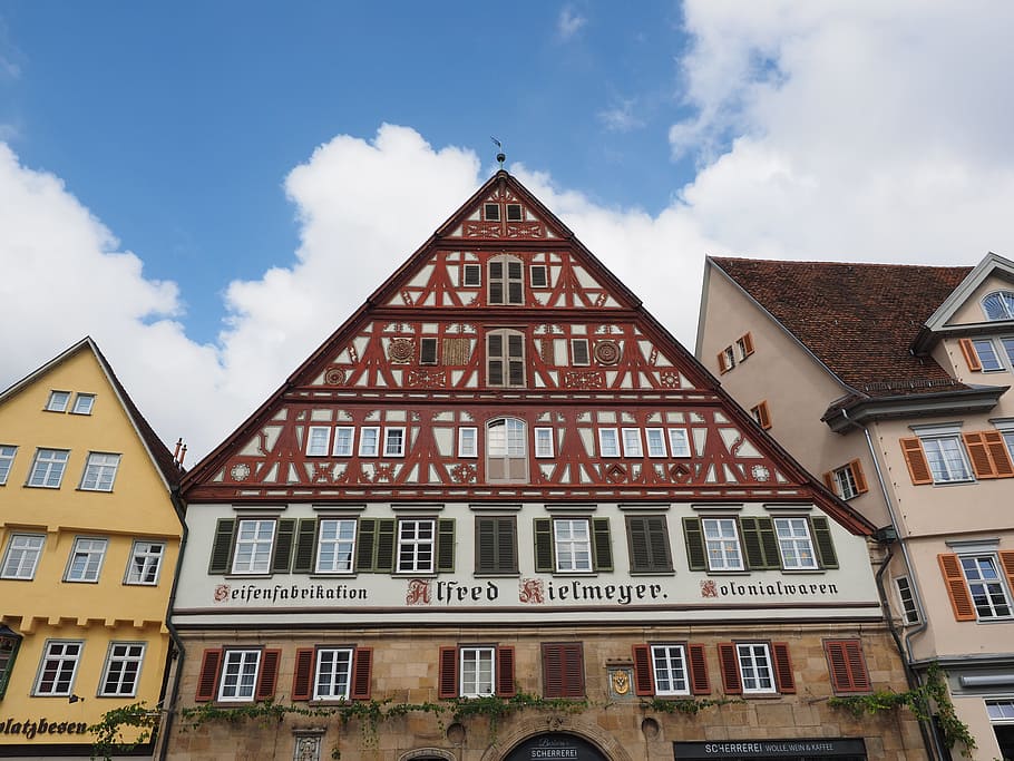 Esslingen, Cidade velha, Fachwerkhaus, Treliça, arquitetura, edifício emoldurado em madeira, fachada, casa de campo, historicamente, construção