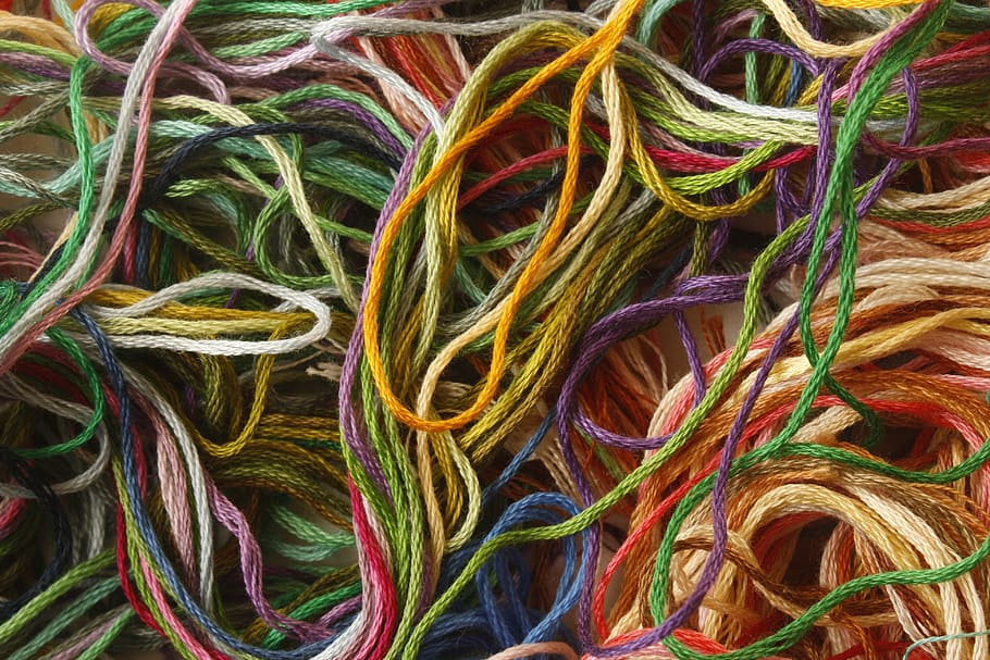 close-up, assorted-color threads, thread, embroidery, sewing, craft, yarn, cotton, colorful, multi colored