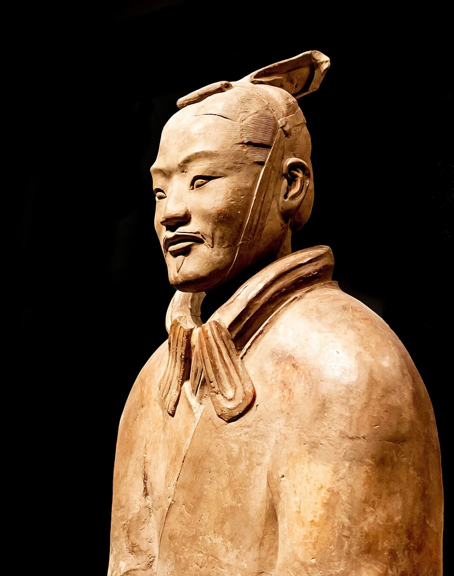 estátua, terracota, exército, arqueologia, escultura, antiga, chinês, velho, argila, guerreiro