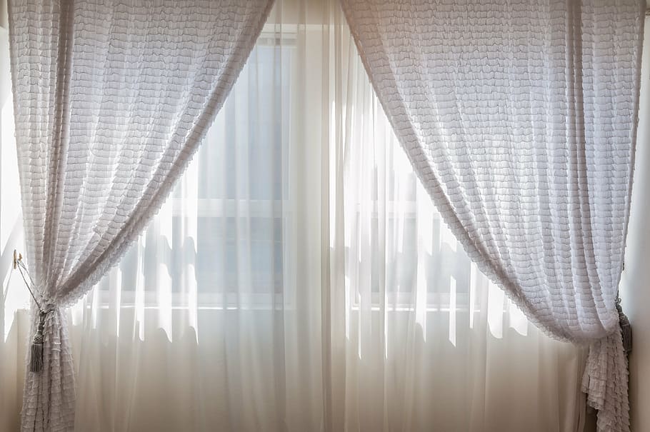 white window curtains, indoor, curtain, window, cozy, includes, light, morning, interior, home