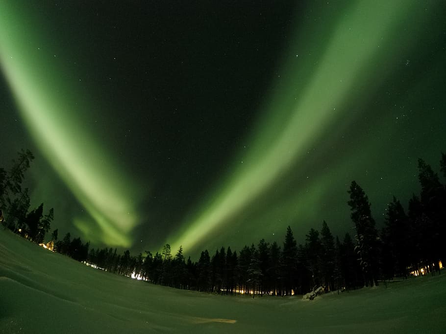 utara, lampu, Lampu Utara, Aurora Borealis, lapland, finlandia, lingkaran arktik, langit malam, malam, aurora polaris